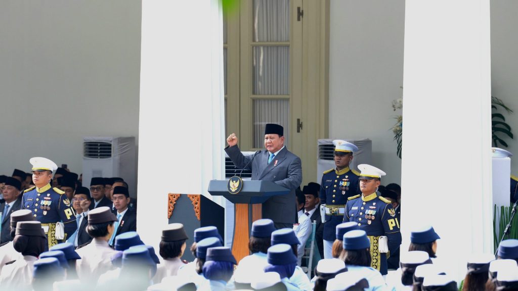 Bertindak sebagai Pembina Upacara adalah Presiden Prabowo Subianto, dalam amanatnya Presiden mengatakan bahwa Pancasila